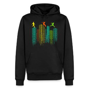 Parkour Free Running Runner Traceur Skyline Funny - Men’s Premium Organic Hoodie - black - Front - Nico (187cm)