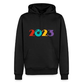 Musique DJ Vinyl Record Party 2023 (Garantie du prix le plus bas) - Sweat à capuche Premium bio Homme - noir - Devant - Nico (187cm)