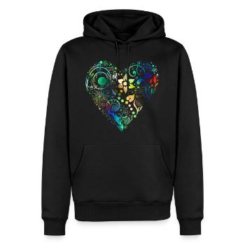 Blumenherz Regenbogen - Männer Premium Bio Hoodie - Schwarz - Vorne - Nico (187cm)