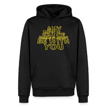 Que la sauce soit avec vous - Sweat à capuche Premium bio Homme - noir - Devant - Nico (187cm)