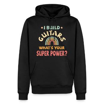 Je construis des guitares quel est votre super pouvoir? - Sweat à capuche Premium bio Homme - noir - Devant - Nico (187cm)