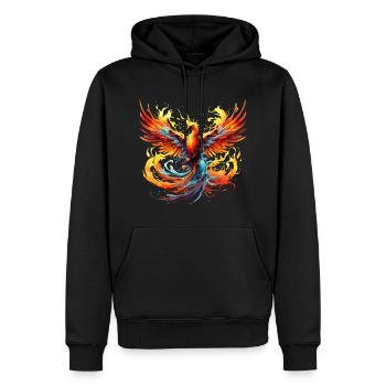 Phoenix, Phoenix, Fire, Flames, Bird, Mythology - Men’s Premium Organic Hoodie - black - Front - Nico (187cm)