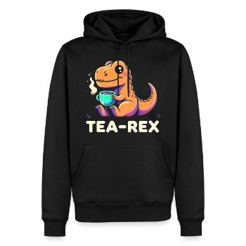 TEA-REX - Dinosaurier-Tee - Männer Premium Bio Hoodie - Schwarz - Vorne - Nico (187cm)