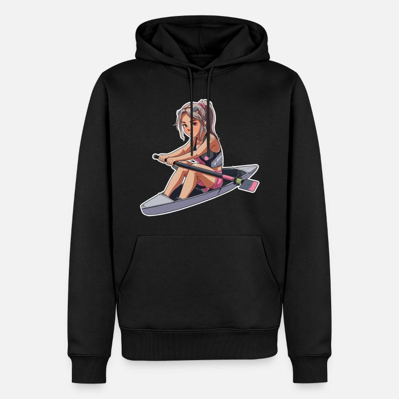 Ruderer Mädchen Grafik - Männer Premium Bio Hoodie - Schwarz