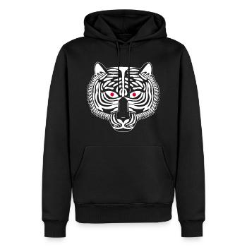 Weißer Tiger - Männer Premium Bio Hoodie - Schwarz - Vorne - Nico (187cm)