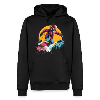 Snowboarder Synthwave - Männer Premium Bio Hoodie - Schwarz - Vorne - Nico (187cm)