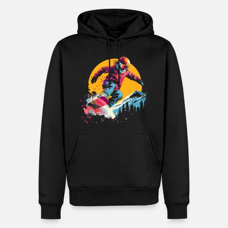 Snowboarder Synthwave - Sweat à capuche Premium bio Homme - noir
