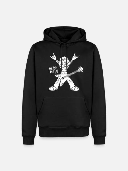 Heavy-Metal-Gitarrist im Cartoon-Stil - Männer Premium Bio Hoodie - Schwarz