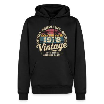 Februar 1978 | Großartig seit Februar 1978 - Männer Premium Bio Hoodie - Schwarz - Vorne - Nico (187cm)