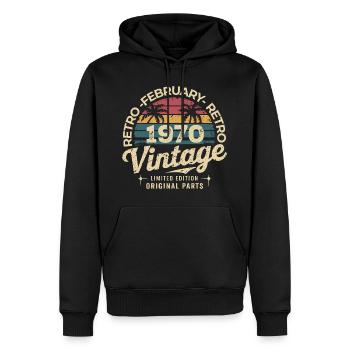 Februar 1970 | Großartig seit Februar 1970 - Männer Premium Bio Hoodie - Schwarz - Vorne - Nico (187cm)