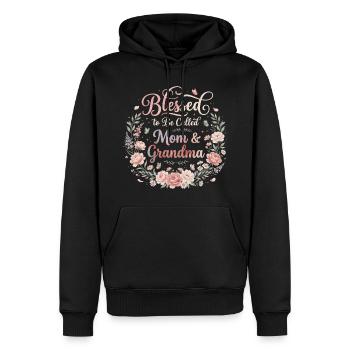 Mama & Oma | Geschenk von Mama und Großmutter - Männer Premium Bio Hoodie - Schwarz - Vorne - Nico (187cm)