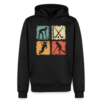 Hockey Field Hockey Retro Graphic For Women Girls - Men’s Premium Organic Hoodie - black - Front - Nico (187cm)
