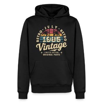 Vintage Juillet 1985 Retro Édition Limitée - Sweat à capuche Premium bio Homme - noir - Devant - Nico (187cm)