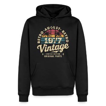 Vintage August 1977 Geburtstag August 1977 Berg - Männer Premium Bio Hoodie - Schwarz - Vorne - Nico (187cm)