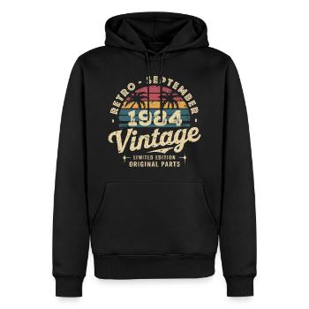 Vintage September 1984 Limited Edition September - Männer Premium Bio Hoodie - Schwarz - Vorne - Nico (187cm)