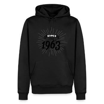Super seit 1963 - Männer Premium Bio Hoodie - Schwarz - Vorne - Nico (187cm)