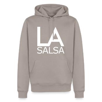 LA Salsa - Los Angeles Salsa - Salsa Dance Shirt - Sweat à capuche Premium bio Homme - taupe - Devant - Nico (187cm)