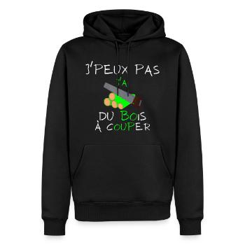 j'peux pas j'ai du bois à couper - Sweat à capuche Premium bio Homme - noir - Devant - Nico (187cm)