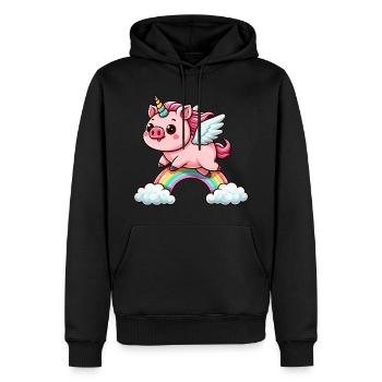 Cochon Licorne Cochon Animaux Drôles - Sweat à capuche Premium bio Homme - noir - Devant - Nico (187cm)