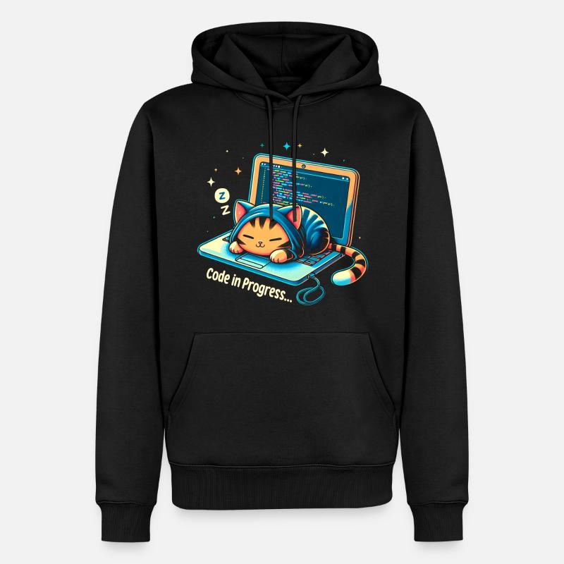 Code in Bearbeitung.. - Programming Cats - Männer Premium Bio Hoodie - Schwarz