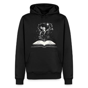 Zauber der Worte - Buch Fee - Männer Premium Bio Hoodie - Schwarz - Vorne - Nico (187cm)