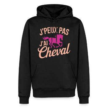 J'peux Pas, J'ai Cheval Rose - Sweat à capuche Premium bio Homme - noir - Devant - Nico (187cm)