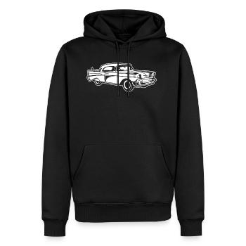 Chevy Bel Air / Oldtimer 01_weiß - Männer Premium Bio Hoodie - Schwarz - Vorne - Nico (187cm)