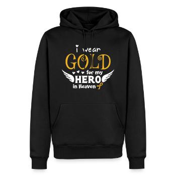 Ich trage Gold für meinen Helden im Himmel - Männer Premium Bio Hoodie - Schwarz - Vorne - Nico (187cm)