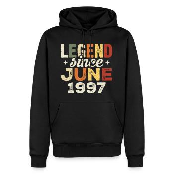 Juin 1997 Cadeau d’anniversaire Juin 1997 Juin 1997 - Sweat à capuche Premium bio Homme - noir - Devant - Nico (187cm)
