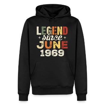 Juin 1969 Cadeau d’anniversaire Juin 1969 Juin 1969 - Sweat à capuche Premium bio Homme - noir - Devant - Nico (187cm)