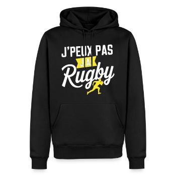 Ich kann nicht, ich habe Rugby - Männer Premium Bio Hoodie - Schwarz - Vorne - Nico (187cm)