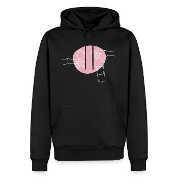 Weinflasche und Weinglasgrafik - Männer Premium Bio Hoodie - Schwarz - Vorne - Nico (187cm)