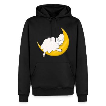 Schaf schläft auf Mond - Männer Premium Bio Hoodie - Schwarz - Vorne - Nico (187cm)