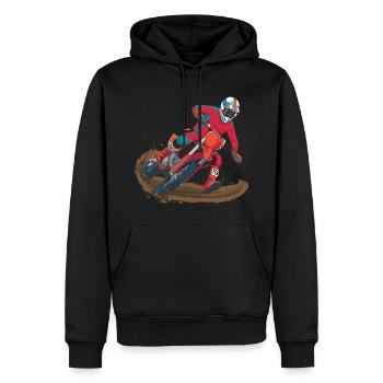 Geben Sie Gas und hinterlassen Sie ein Zeichen - Männer Premium Bio Hoodie - Schwarz - Vorne - Nico (187cm)