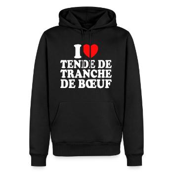 Boucher I Love Tende De Tranche De Boeuf - Sweat à capuche Premium bio Homme - noir - Devant - Nico (187cm)