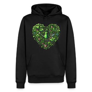 Zimmerpflanzen-Herz - Männer Premium Bio Hoodie - Schwarz - Vorne - Nico (187cm)