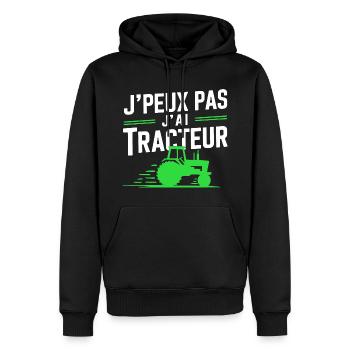 Ich kann nicht, ich habe Traktor (Grün) - Männer Premium Bio Hoodie - Schwarz - Vorne - Nico (187cm)
