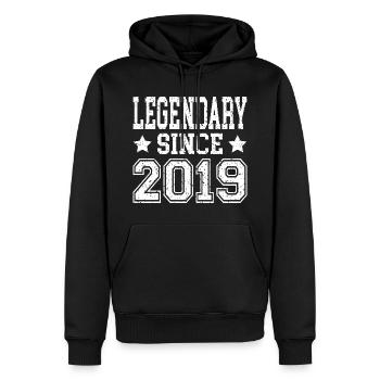 Legendary since 2019 - Männer Premium Bio Hoodie - Schwarz - Vorne - Nico (187cm)