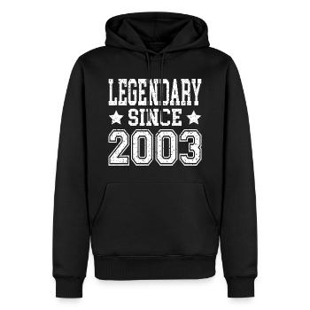Legendary since 2003 - Men’s Premium Organic Hoodie - black - Front - Nico (187cm)