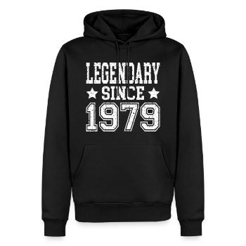 Légendaire depuis 1979 - Sweat à capuche Premium bio Homme - noir - Devant - Nico (187cm)