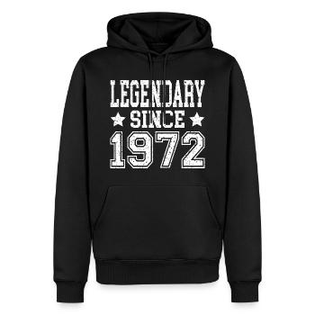 Légendaire depuis 1972 - Sweat à capuche Premium bio Homme - noir - Devant - Nico (187cm)
