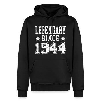 Légendaire depuis 1944 - Sweat à capuche Premium bio Homme - noir - Devant - Nico (187cm)