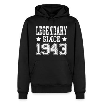 Légendaire depuis 1943 - Sweat à capuche Premium bio Homme - noir - Devant - Nico (187cm)