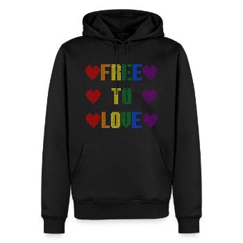 Free to Love freie Liebe Dots - Männer Premium Bio Hoodie - Schwarz - Vorne - Nico (187cm)