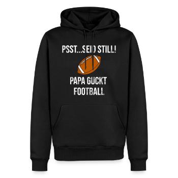 Football - Psst... seid still! Papa guckt Football - Männer Premium Bio Hoodie - Schwarz - Vorne - Nico (187cm)