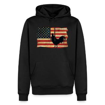 Poulet USA Flag Rooster - Sweat à capuche Premium bio Homme - noir - Devant - Nico (187cm)
