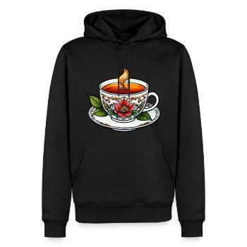 Teetasse Neo Traditional - Männer Premium Bio Hoodie - Schwarz - Vorne - Nico (187cm)
