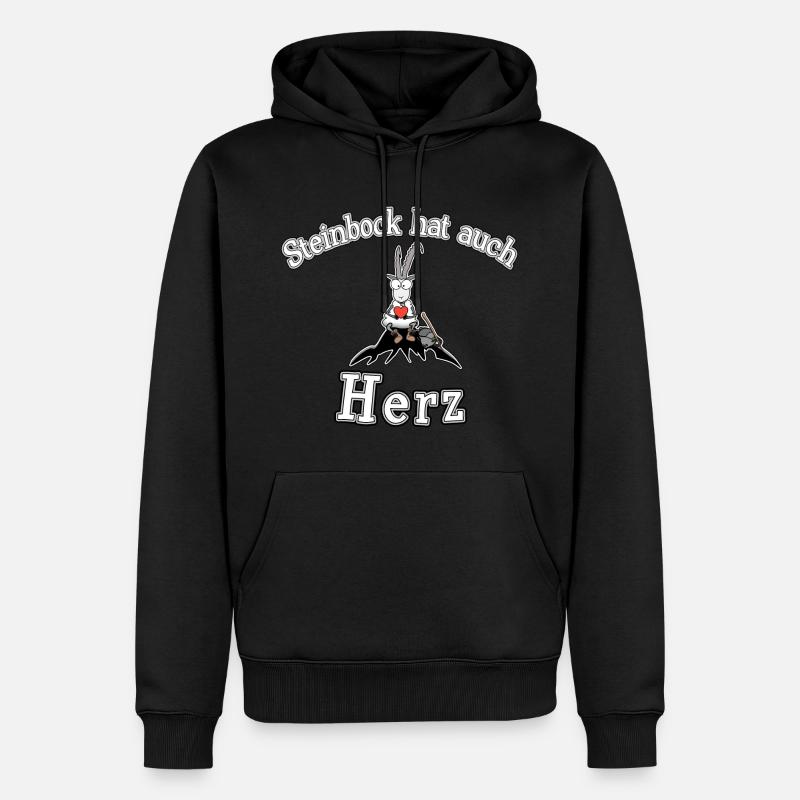 Steinbock hat Herz - Männer Premium Bio Hoodie - Schwarz