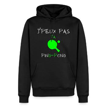 j'peux pas j'ai ping pong - Sweat à capuche Premium bio Homme - noir - Devant - Nico (187cm)