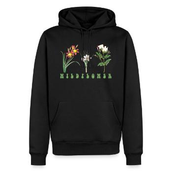 Blume - Männer Premium Bio Hoodie - Schwarz - Vorne - Nico (187cm)